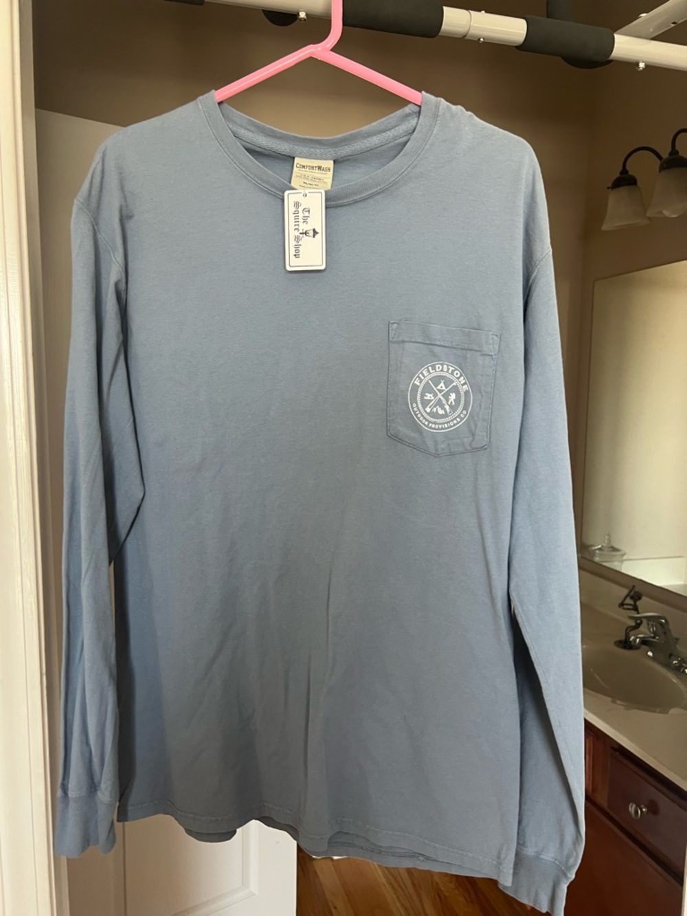 Fieldstone Men's Long Sleeve Pocket Tee - Light Blue